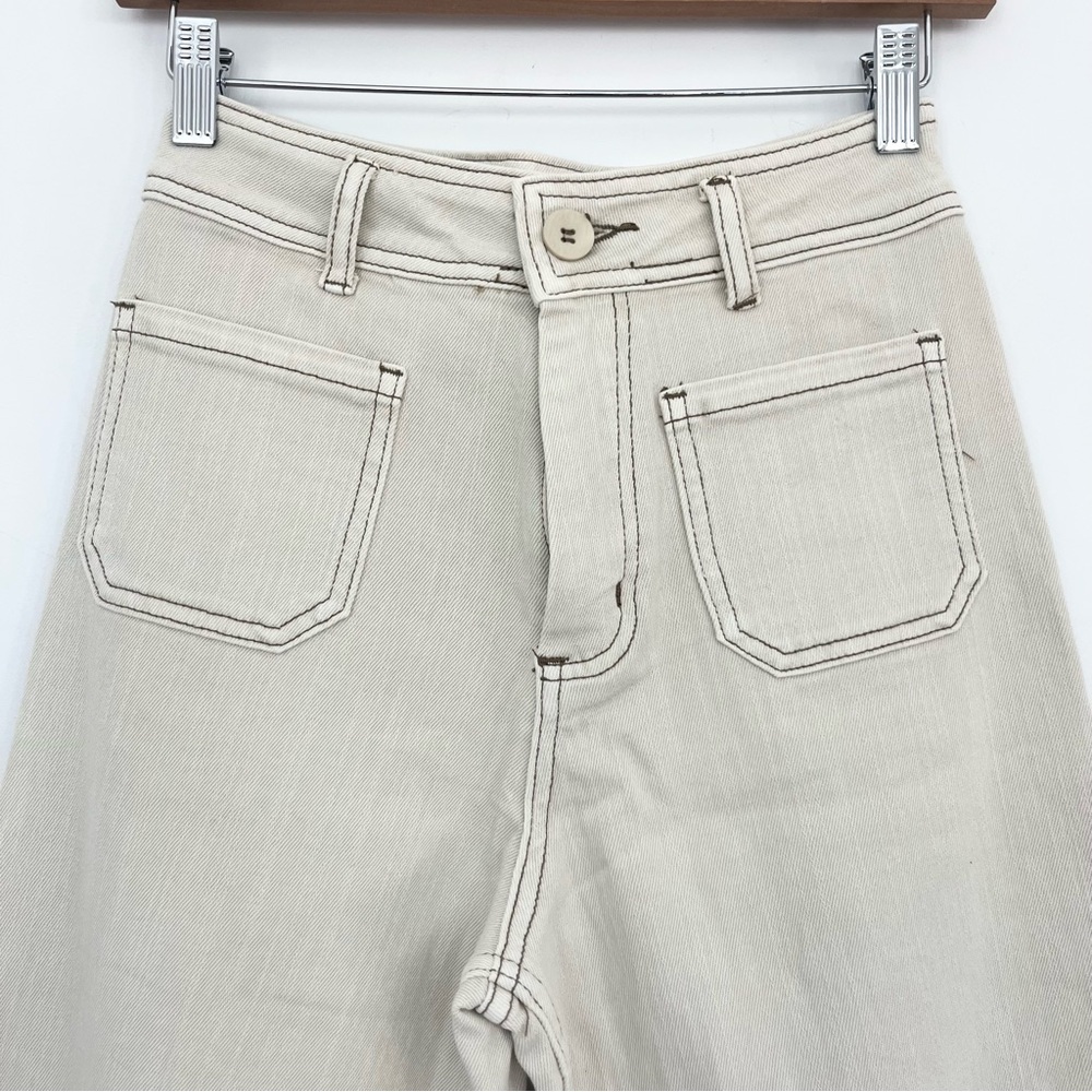 High-Waist Wide Leg Jeans in Beige - Women's Flare Jeans - Picture 5 of 14